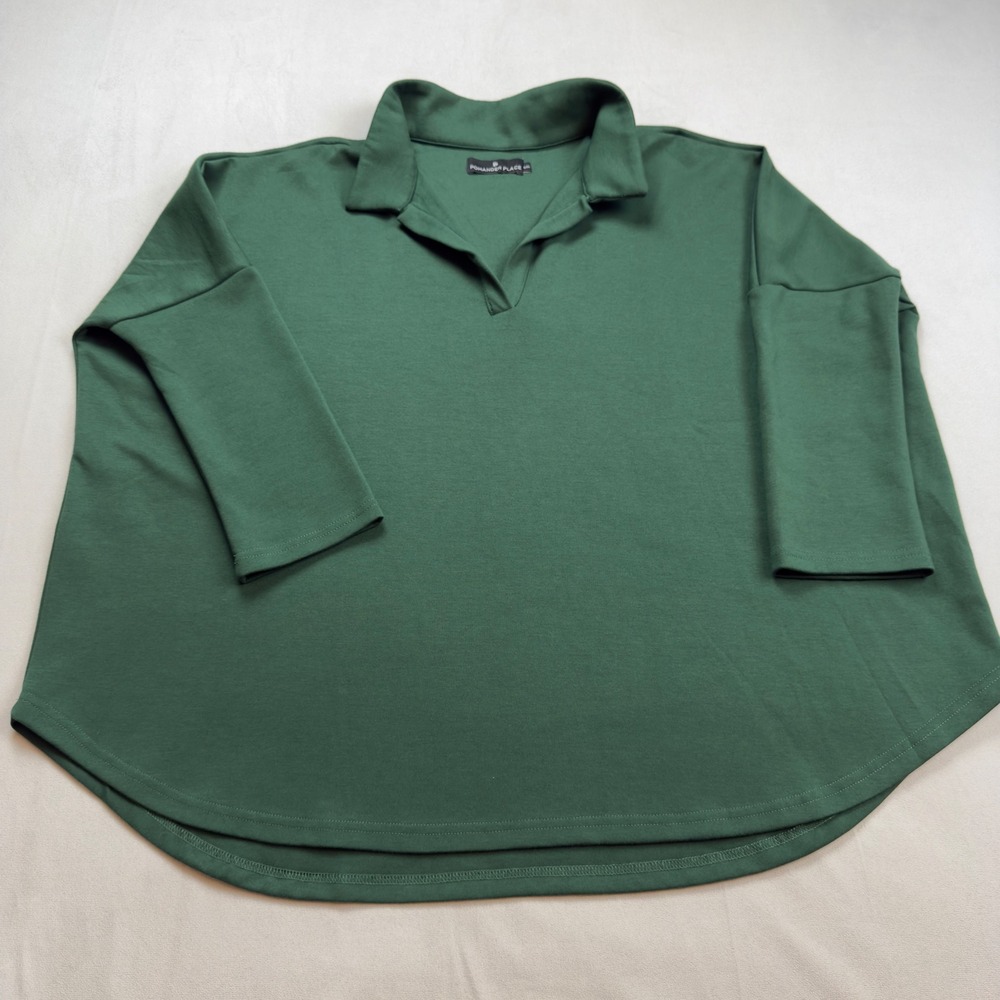 Pomander Place Tuckernuck Green‎ Easy Swing Polo Sweatshirt Top XL XXL